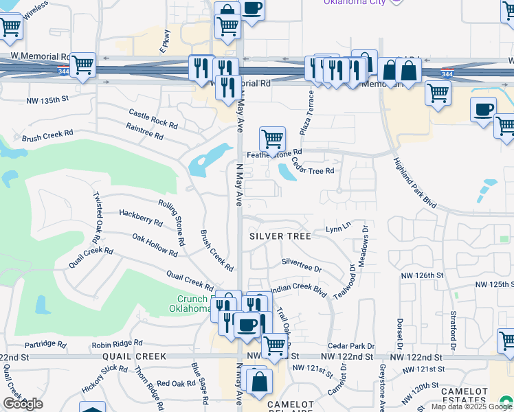 map of restaurants, bars, coffee shops, grocery stores, and more near 12928 North May Avenue in Oklahoma City