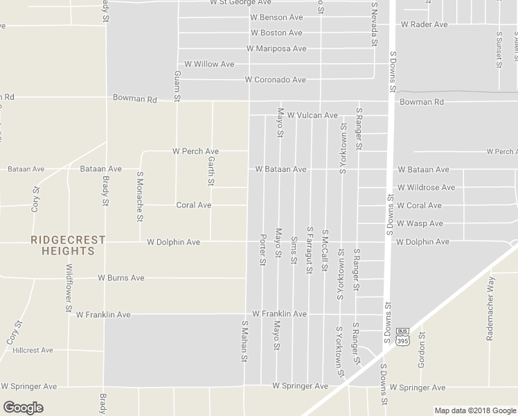 map of restaurants, bars, coffee shops, grocery stores, and more near 1201 Porter Street in Ridgecrest