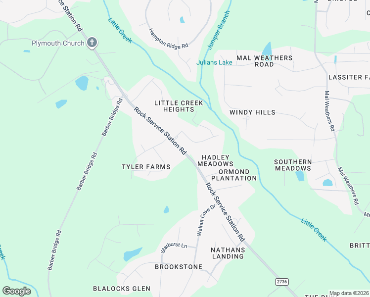 map of restaurants, bars, coffee shops, grocery stores, and more near 6509 Rock Service Station Road in Raleigh