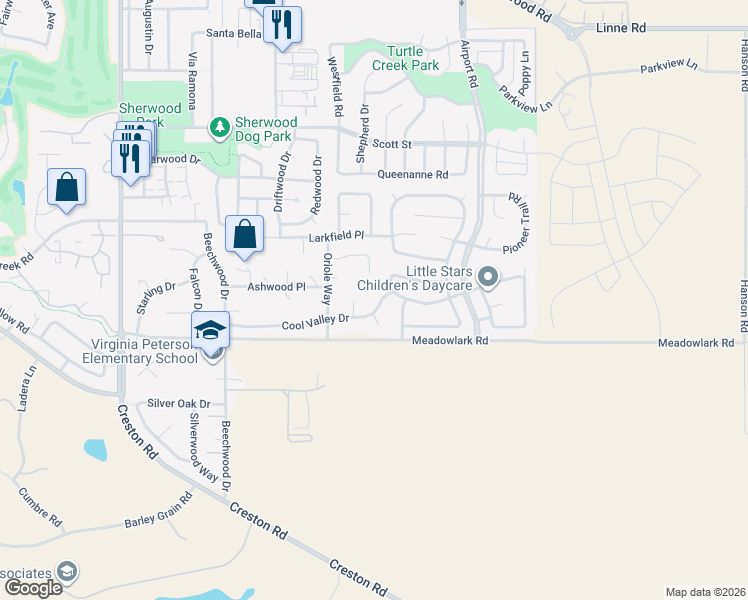 map of restaurants, bars, coffee shops, grocery stores, and more near 603 Cool Valley Drive in Paso Robles