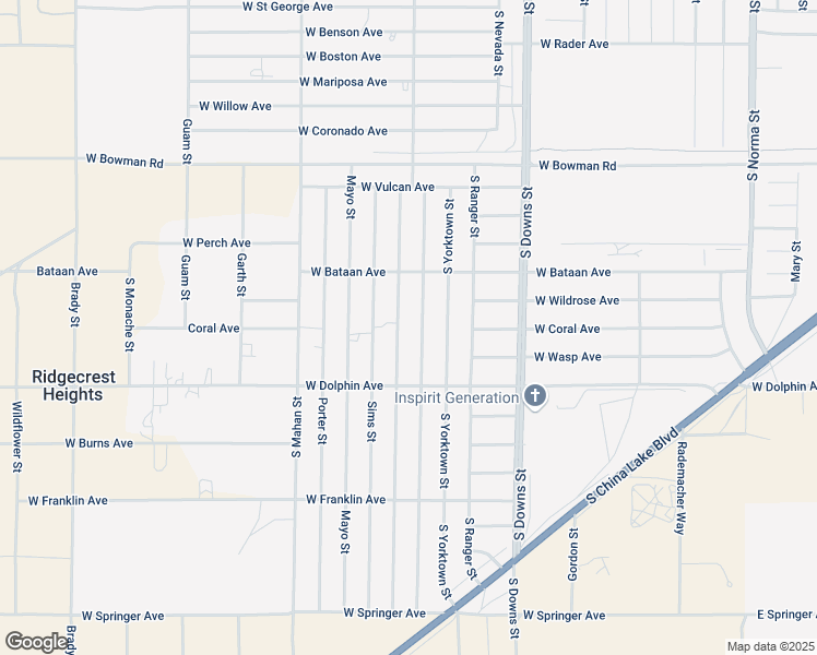 map of restaurants, bars, coffee shops, grocery stores, and more near 1141 S Mccall St in Ridgecrest