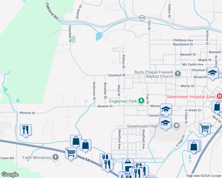 map of restaurants, bars, coffee shops, grocery stores, and more near 208 Dode Street in Sweetwater