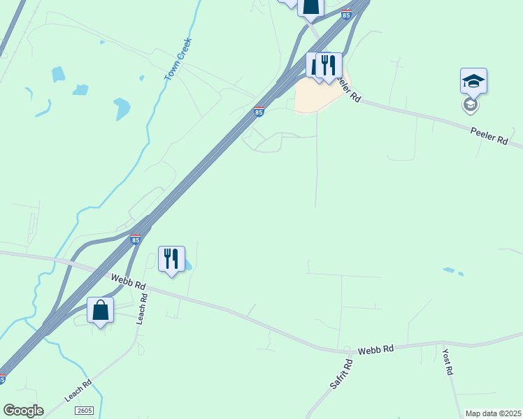 map of restaurants, bars, coffee shops, grocery stores, and more near 1700 Webb Road in Salisbury