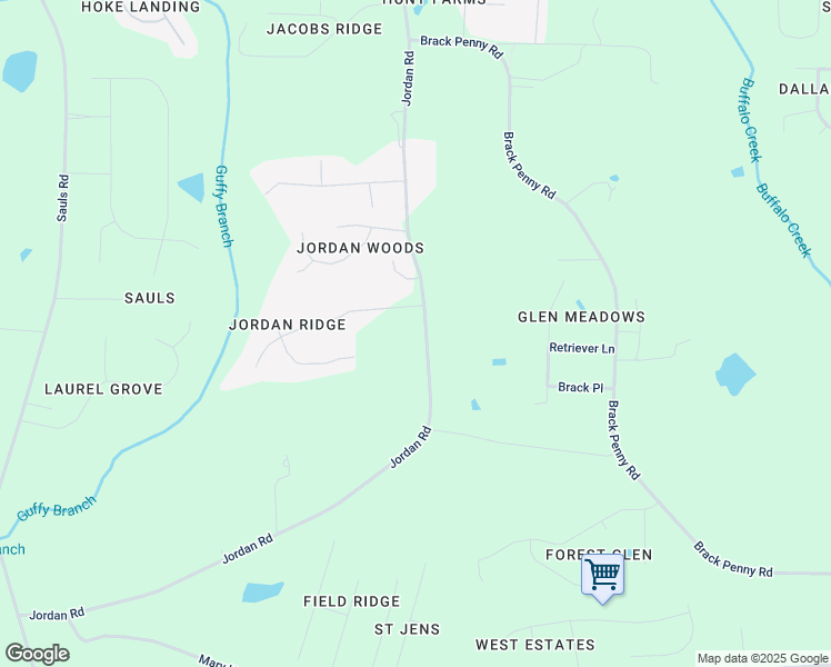 map of restaurants, bars, coffee shops, grocery stores, and more near 11108 Jordan Road in Raleigh
