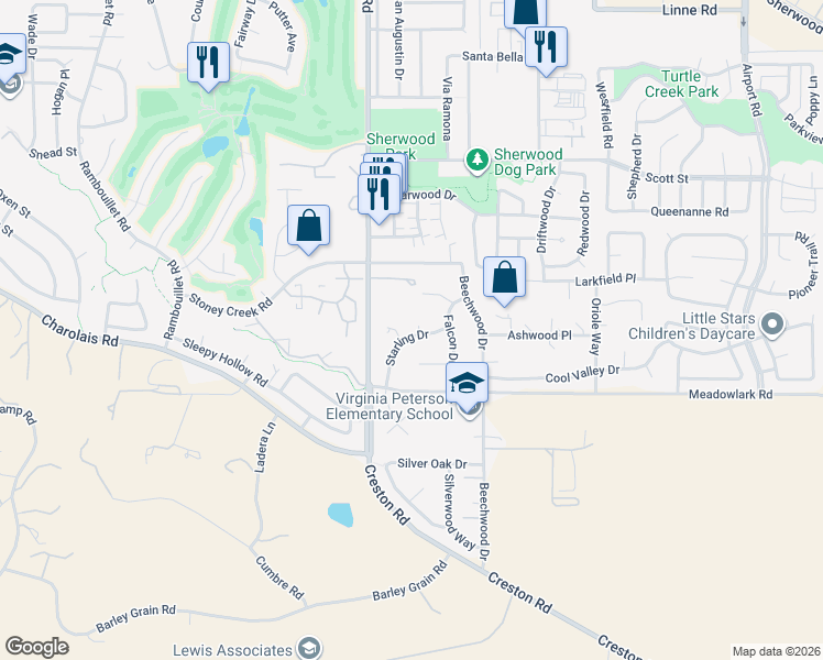 map of restaurants, bars, coffee shops, grocery stores, and more near 2483 Starling Court in Paso Robles