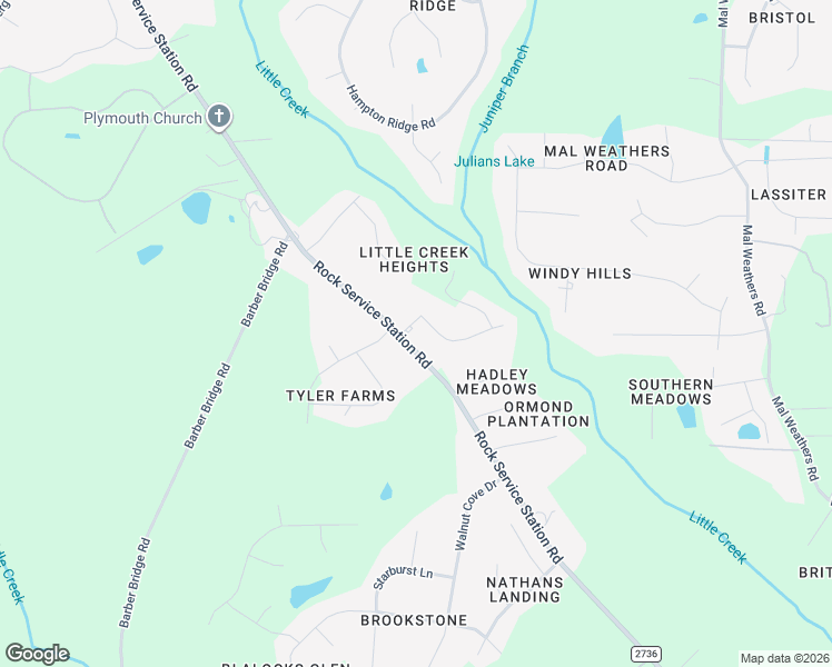 map of restaurants, bars, coffee shops, grocery stores, and more near 6509 Rock Service Station Road in Raleigh