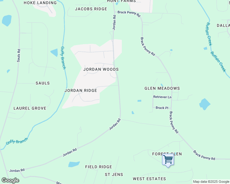 map of restaurants, bars, coffee shops, grocery stores, and more near 11108 Jordan Road in Raleigh