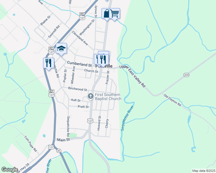 map of restaurants, bars, coffee shops, grocery stores, and more near 191 East Legion Circle in Pikeville