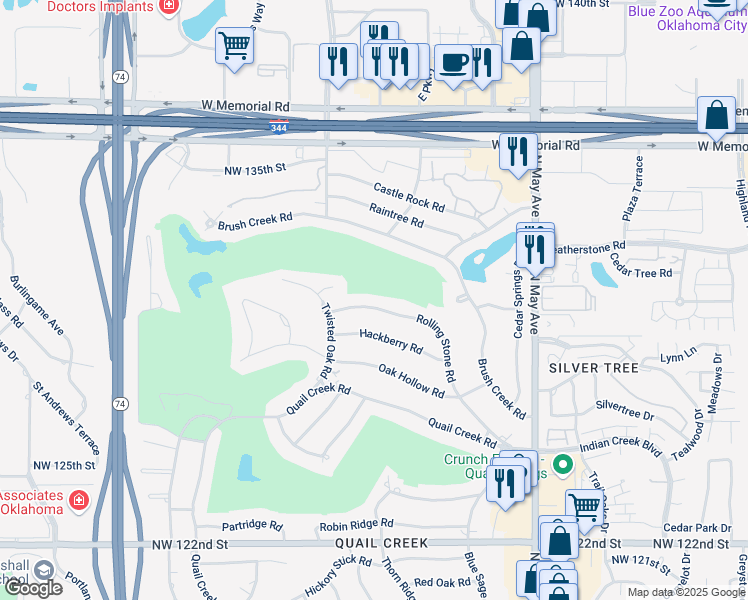 map of restaurants, bars, coffee shops, grocery stores, and more near 3116 Rolling Stone Road in Oklahoma City