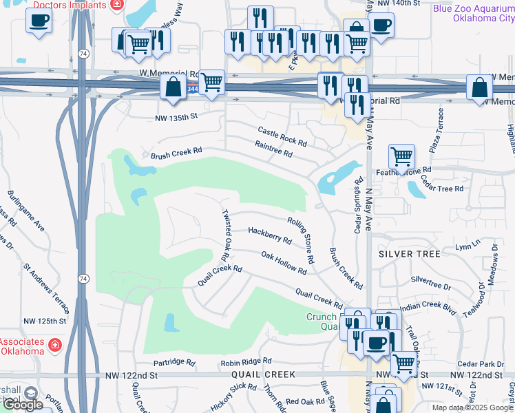 map of restaurants, bars, coffee shops, grocery stores, and more near 3116 Rolling Stone Road in Oklahoma City