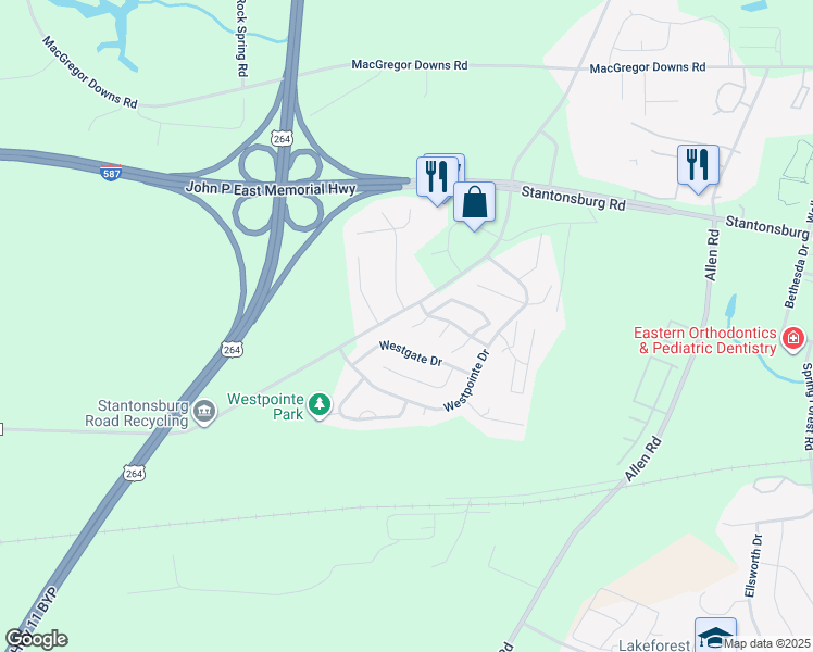 map of restaurants, bars, coffee shops, grocery stores, and more near in Greenville