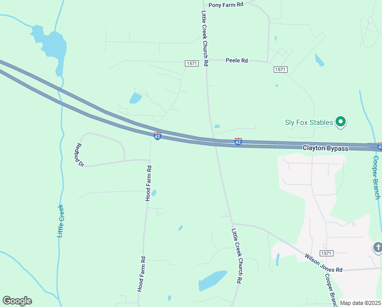 map of restaurants, bars, coffee shops, grocery stores, and more near 4295 Little Creek Church Road in Clayton