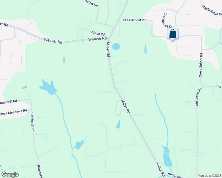 map of restaurants, bars, coffee shops, grocery stores, and more near Miller Road in China Grove