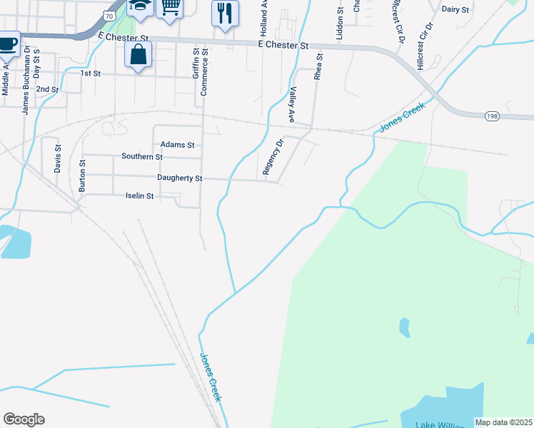 map of restaurants, bars, coffee shops, grocery stores, and more near 504 Daugherty Street in Jackson