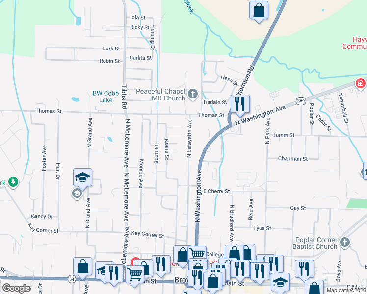 map of restaurants, bars, coffee shops, grocery stores, and more near 664 Coach Street in Brownsville