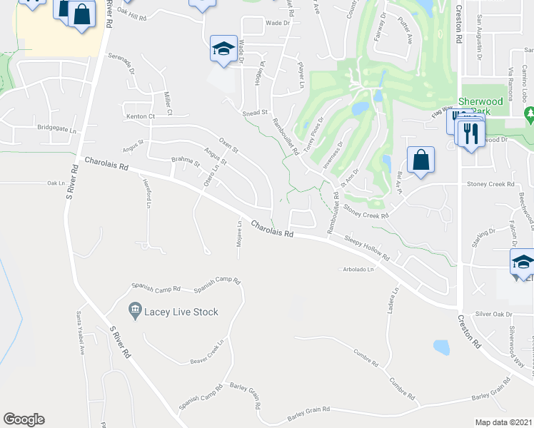 map of restaurants, bars, coffee shops, grocery stores, and more near 824 Oxen Street in Paso Robles