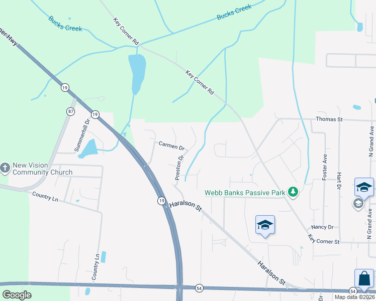 map of restaurants, bars, coffee shops, grocery stores, and more near 419 Preston Drive in Brownsville