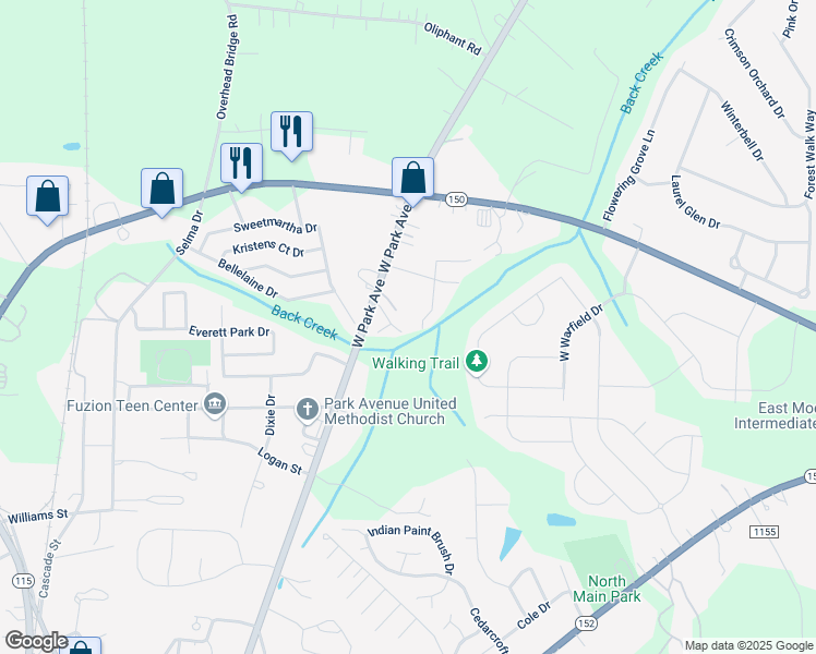 map of restaurants, bars, coffee shops, grocery stores, and more near 842 Mount Ulla Highway in Mooresville