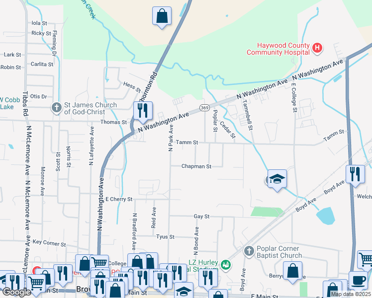 map of restaurants, bars, coffee shops, grocery stores, and more near 262 Easy Street Cove in Brownsville