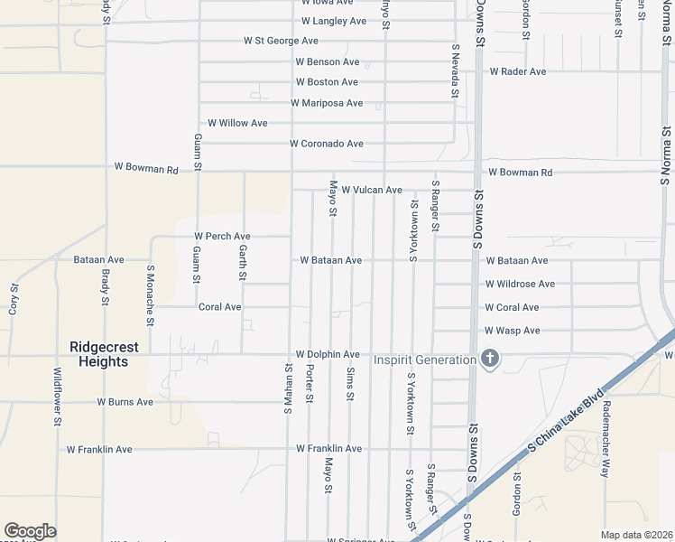 map of restaurants, bars, coffee shops, grocery stores, and more near 1108 Mayo Street in Ridgecrest