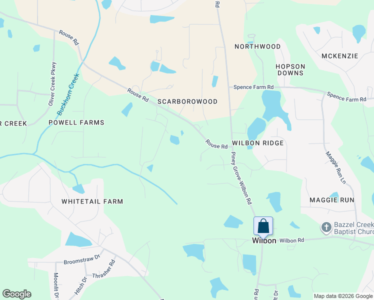 map of restaurants, bars, coffee shops, grocery stores, and more near 7420 Rouse Road in Holly Springs