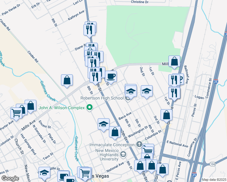 map of restaurants, bars, coffee shops, grocery stores, and more near 1324 6th Street in Las Vegas