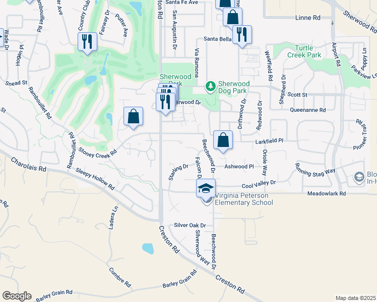 map of restaurants, bars, coffee shops, grocery stores, and more near 204 Nighthawk Drive in Paso Robles