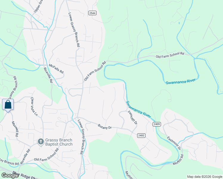 map of restaurants, bars, coffee shops, grocery stores, and more near 51 Springwood Drive in Asheville