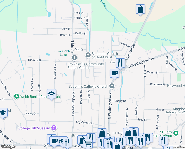 map of restaurants, bars, coffee shops, grocery stores, and more near 959 Norris Street in Brownsville