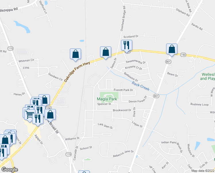 map of restaurants, bars, coffee shops, grocery stores, and more near 104 Sterling Terrace Drive in Mooresville