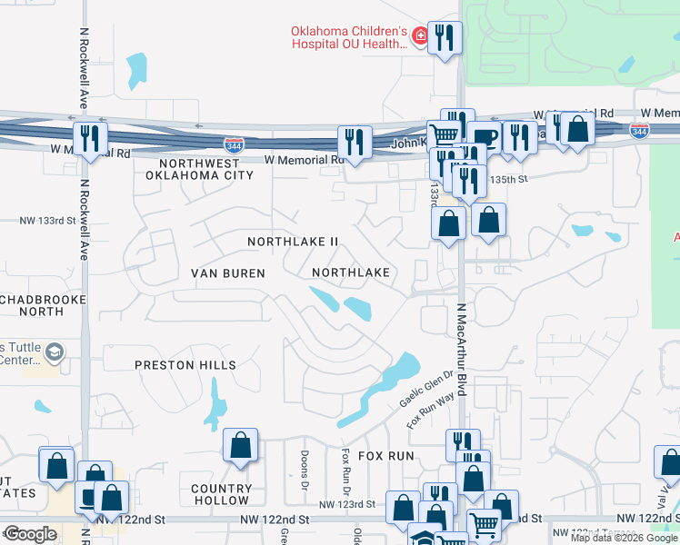 map of restaurants, bars, coffee shops, grocery stores, and more near 13304 Northview Drive in Oklahoma City