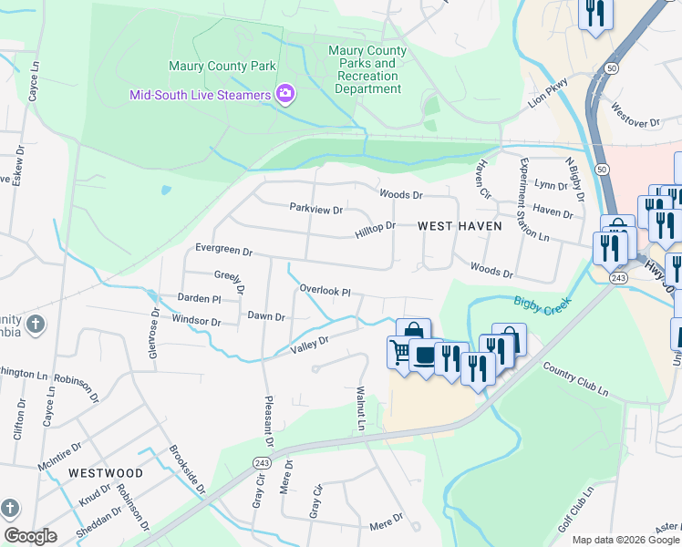 map of restaurants, bars, coffee shops, grocery stores, and more near 113 Pleasant Drive in Columbia