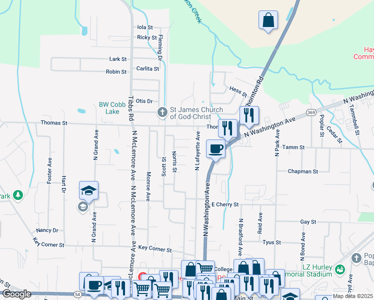 map of restaurants, bars, coffee shops, grocery stores, and more near 664 Coach St in Brownsville