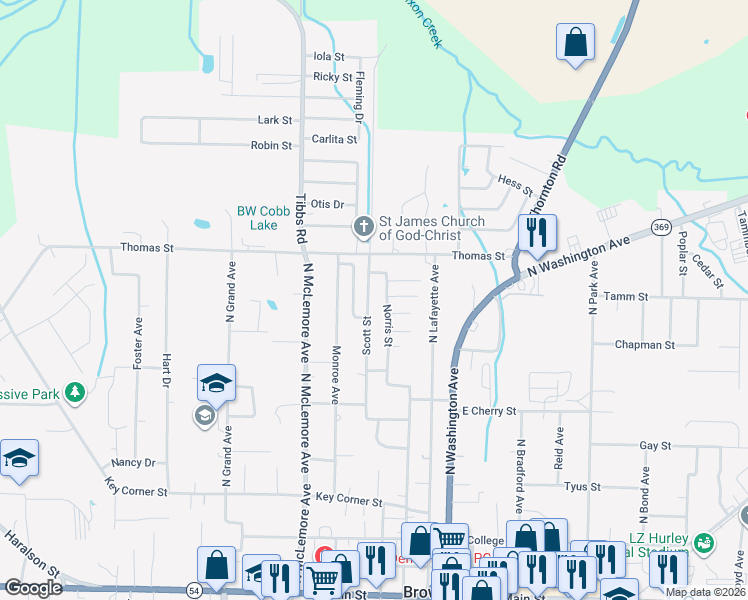 map of restaurants, bars, coffee shops, grocery stores, and more near 959 Norris Street in Brownsville