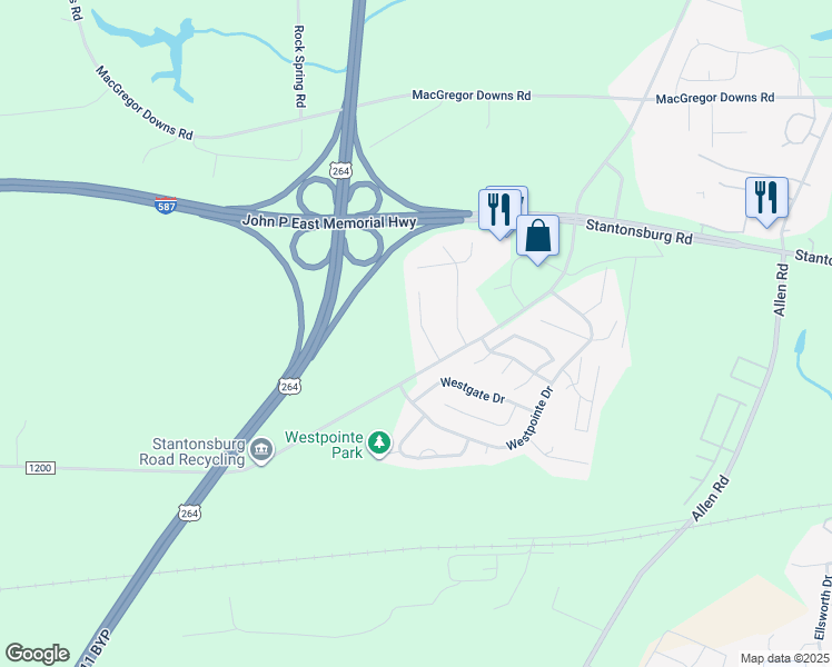 map of restaurants, bars, coffee shops, grocery stores, and more near 1217 Peyton Circle in Greenville