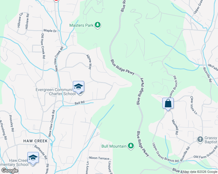 map of restaurants, bars, coffee shops, grocery stores, and more near 113 Alpine Way in Asheville