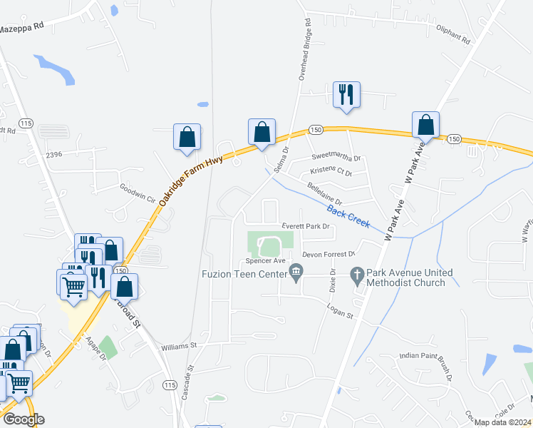 map of restaurants, bars, coffee shops, grocery stores, and more near 106 Sterling Terrace Drive in Mooresville