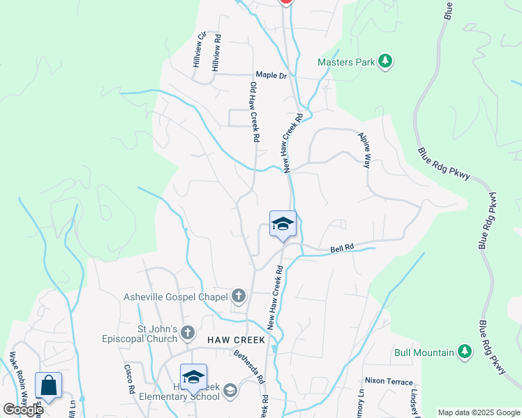 map of restaurants, bars, coffee shops, grocery stores, and more near 4 Redwing Lane in Asheville