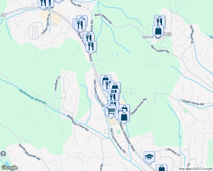 map of restaurants, bars, coffee shops, grocery stores, and more near 3 Westwood Drive in Asheville