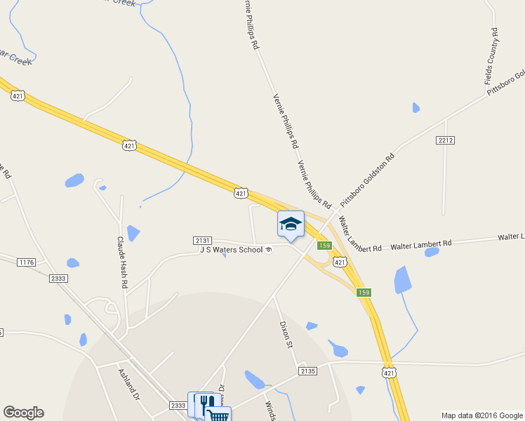 map of restaurants, bars, coffee shops, grocery stores, and more near 134 Lula Klass Road in Goldston