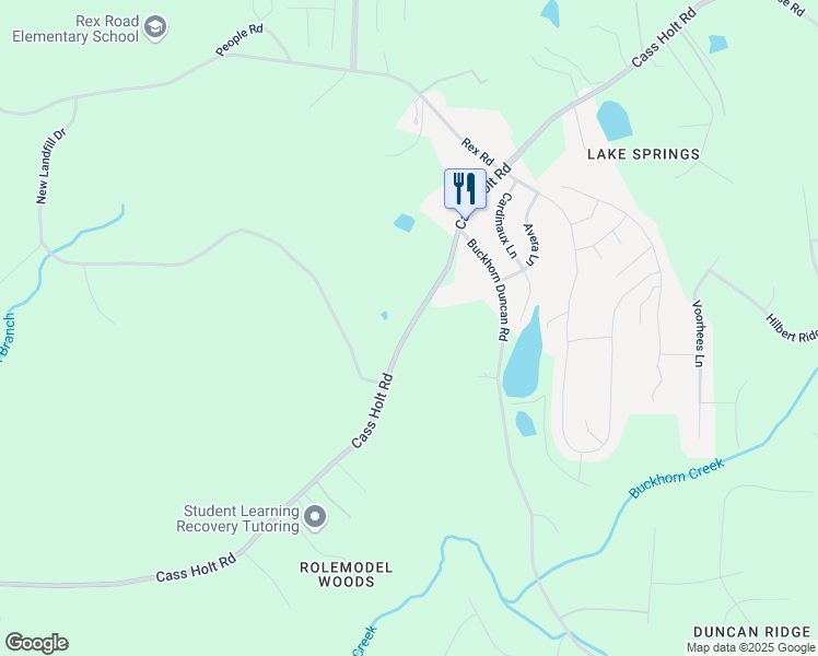 map of restaurants, bars, coffee shops, grocery stores, and more near 6637 Cass Holt Road in Holly Springs