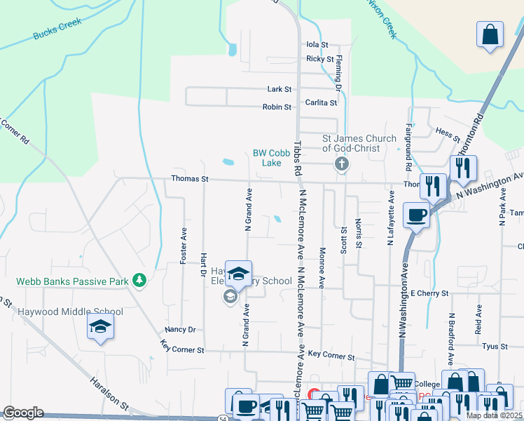 map of restaurants, bars, coffee shops, grocery stores, and more near 1026 Ingram Street in Brownsville