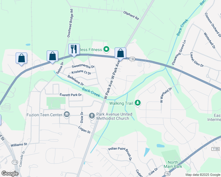 map of restaurants, bars, coffee shops, grocery stores, and more near 289 Sweetmartha Drive in Mooresville
