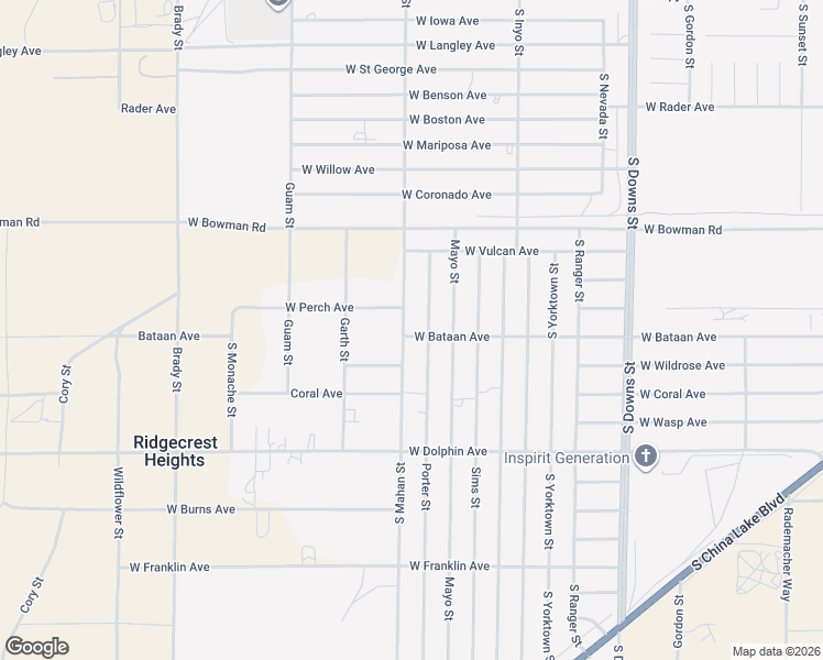 map of restaurants, bars, coffee shops, grocery stores, and more near 1109 Porter Street in Ridgecrest