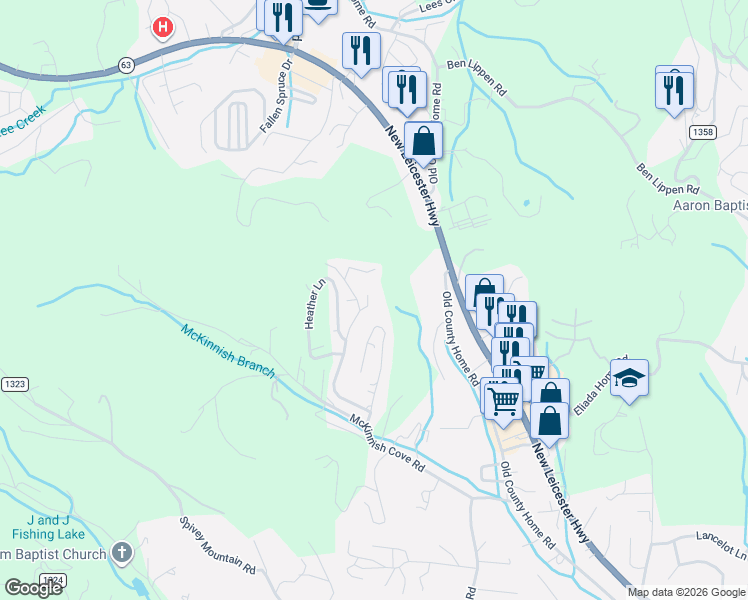 map of restaurants, bars, coffee shops, grocery stores, and more near 27 Sydney Lane in Asheville