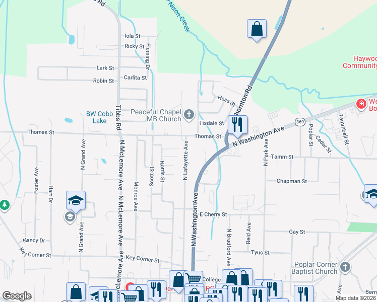 map of restaurants, bars, coffee shops, grocery stores, and more near 1006 North Lafayette Avenue in Brownsville