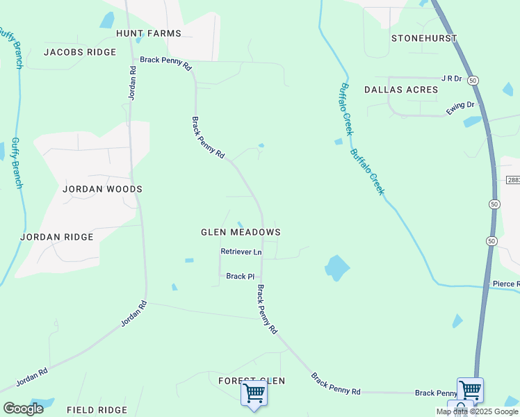 map of restaurants, bars, coffee shops, grocery stores, and more near 6329 Brack Penny Road in Raleigh