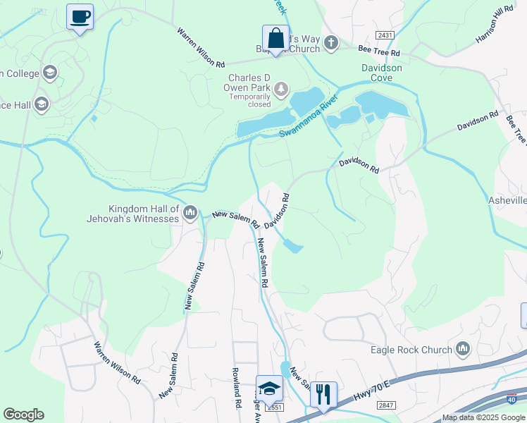 map of restaurants, bars, coffee shops, grocery stores, and more near 12 Linn Garden Lane in Swannanoa
