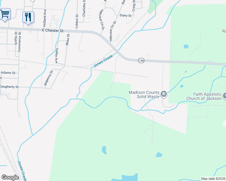 map of restaurants, bars, coffee shops, grocery stores, and more near 115 John Williams Road in Jackson
