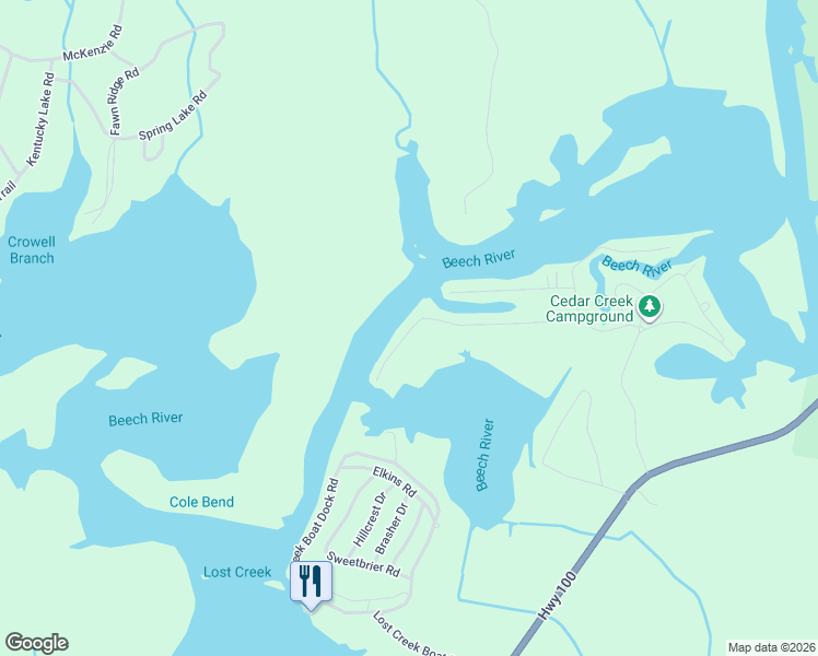 map of restaurants, bars, coffee shops, grocery stores, and more near Kilo Ford Road in Parsons